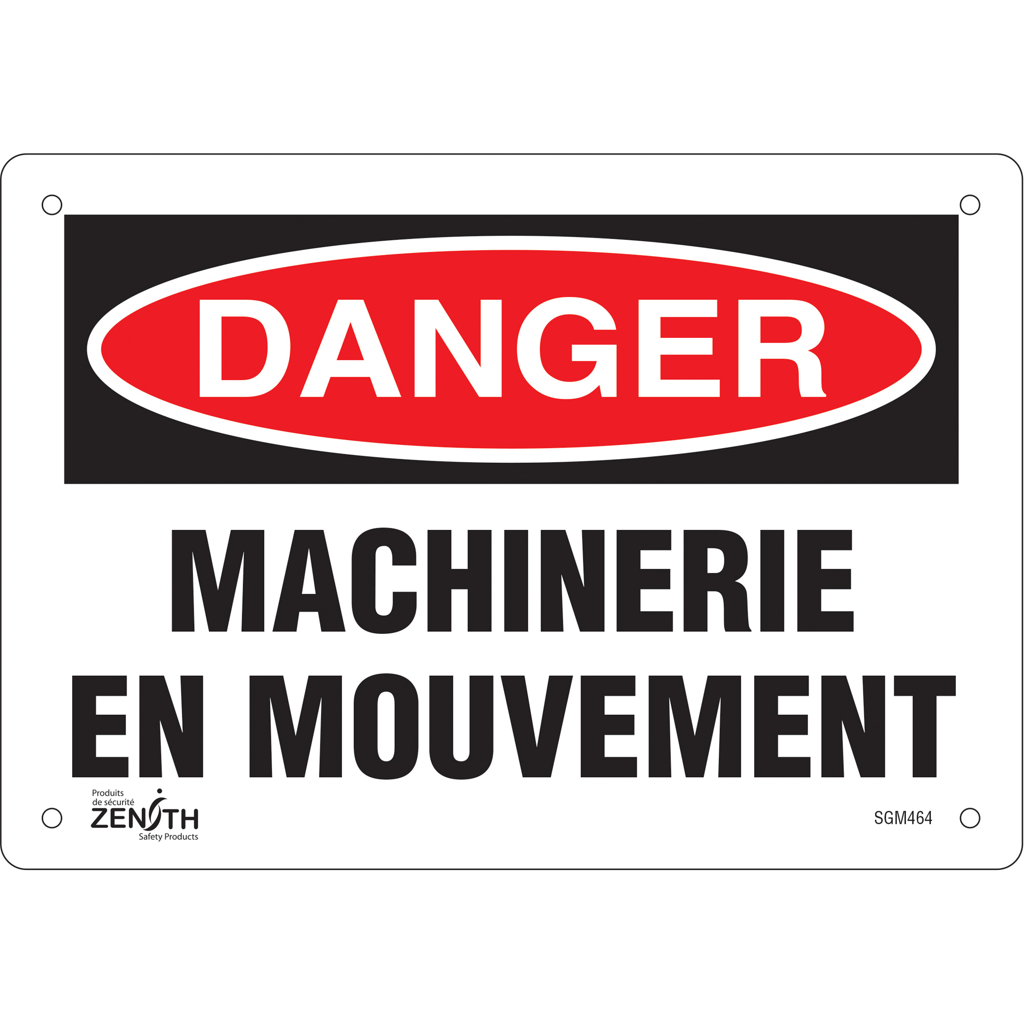 Enseigne «Machinerie en Mouvement», 7" x 10", Plastique, Français