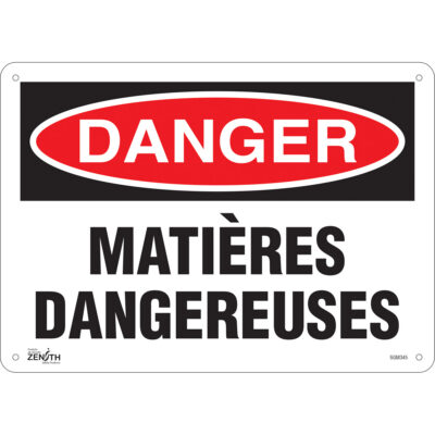 Enseigne «Matières Dangereuses», 10" x 14", Plastique, Français