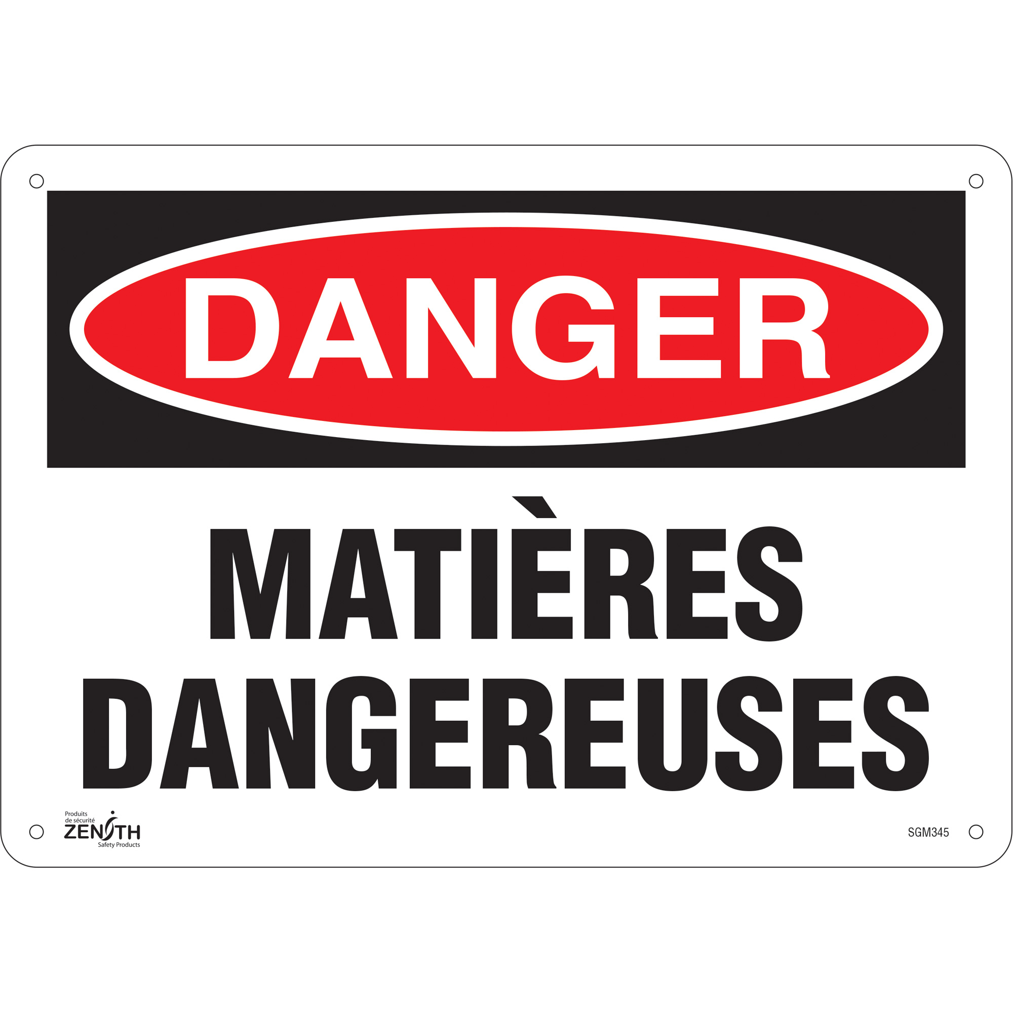 Enseigne «Matières Dangereuses», 10" x 14", Plastique, Français