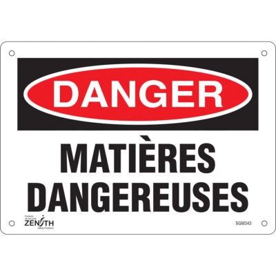 Enseigne «Matières Dangereuses», 7" x 10", Aluminium, Français