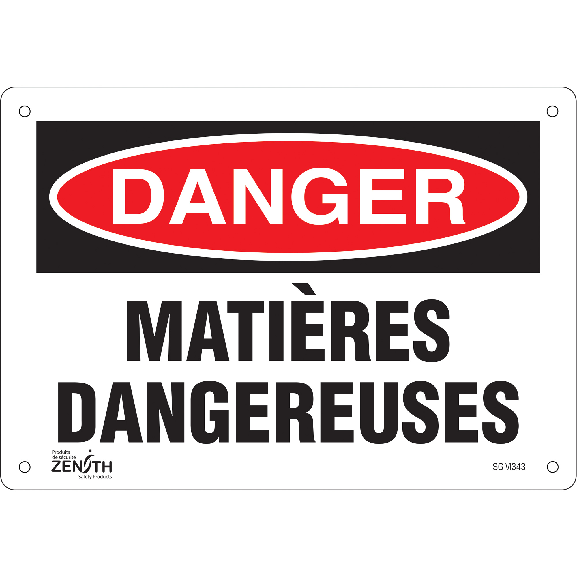 Enseigne «Matières Dangereuses», 7" x 10", Aluminium, Français