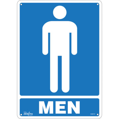 Enseigne «Men», 14" x 10", Plastique, Anglais avec pictogramme