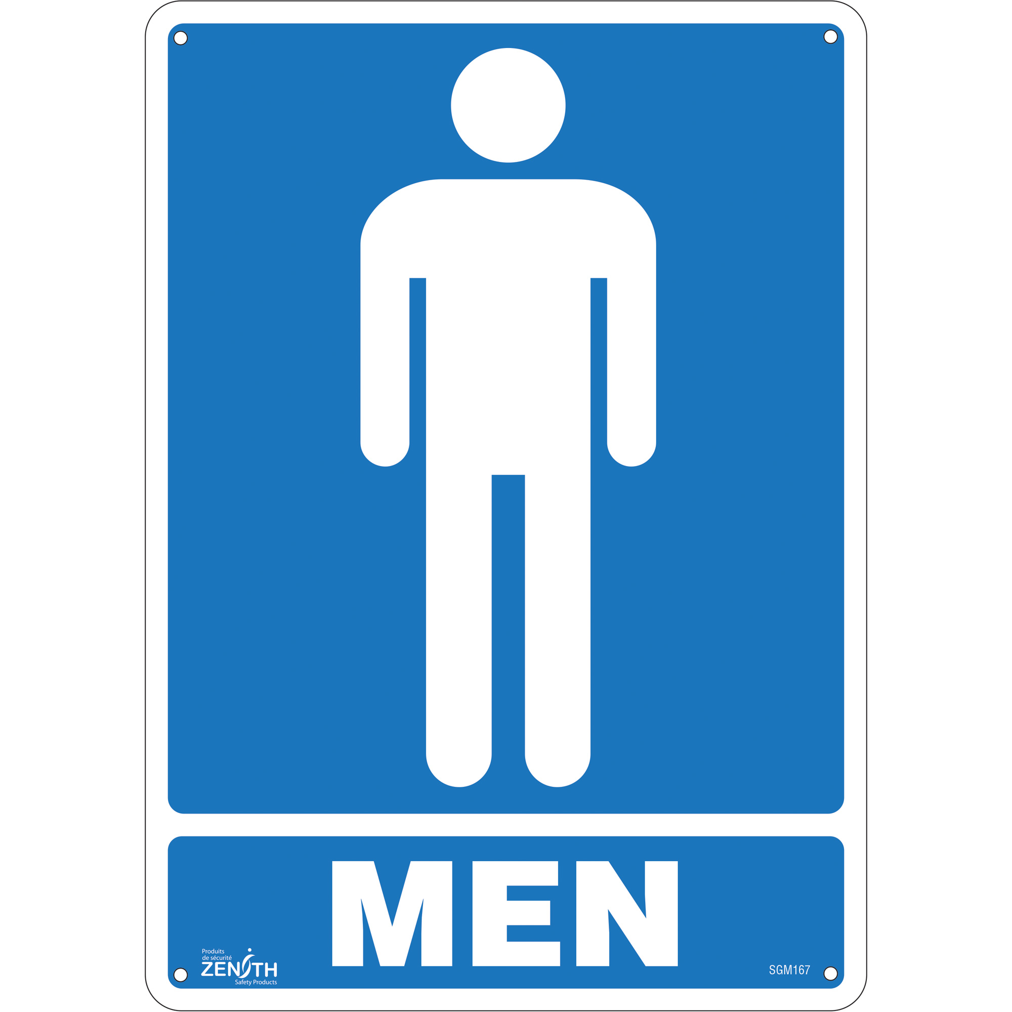Enseigne «Men», 14" x 10", Plastique, Anglais avec pictogramme