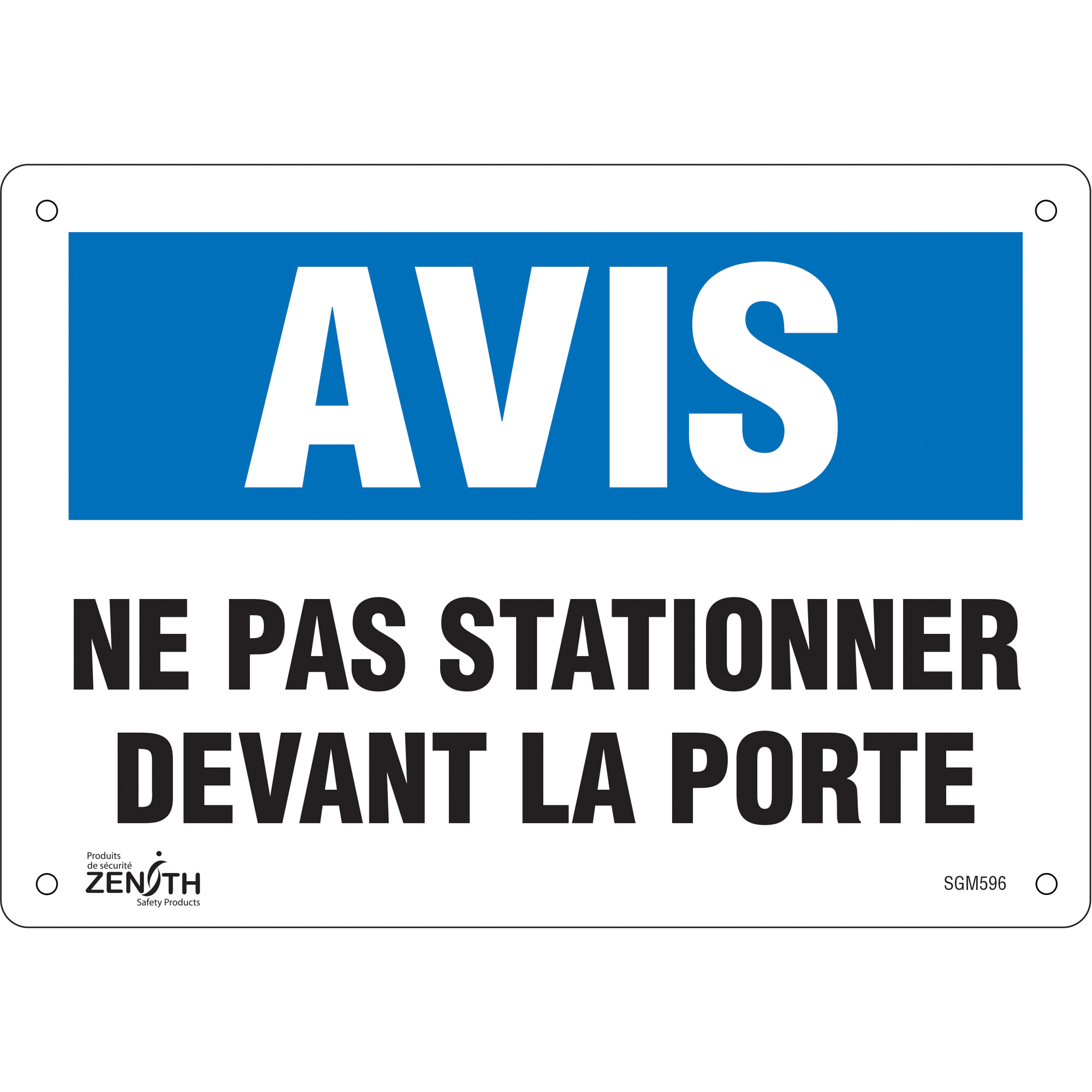 Enseigne «Ne Pas Stationner», 7" x 10", Plastique, Français