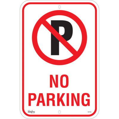 Enseigne «No Parking», 18" x 12", Aluminium, Anglais avec pictogramme