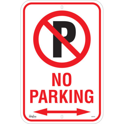 Enseigne «No Parking», 18" x 12", Aluminium, Anglais avec pictogramme