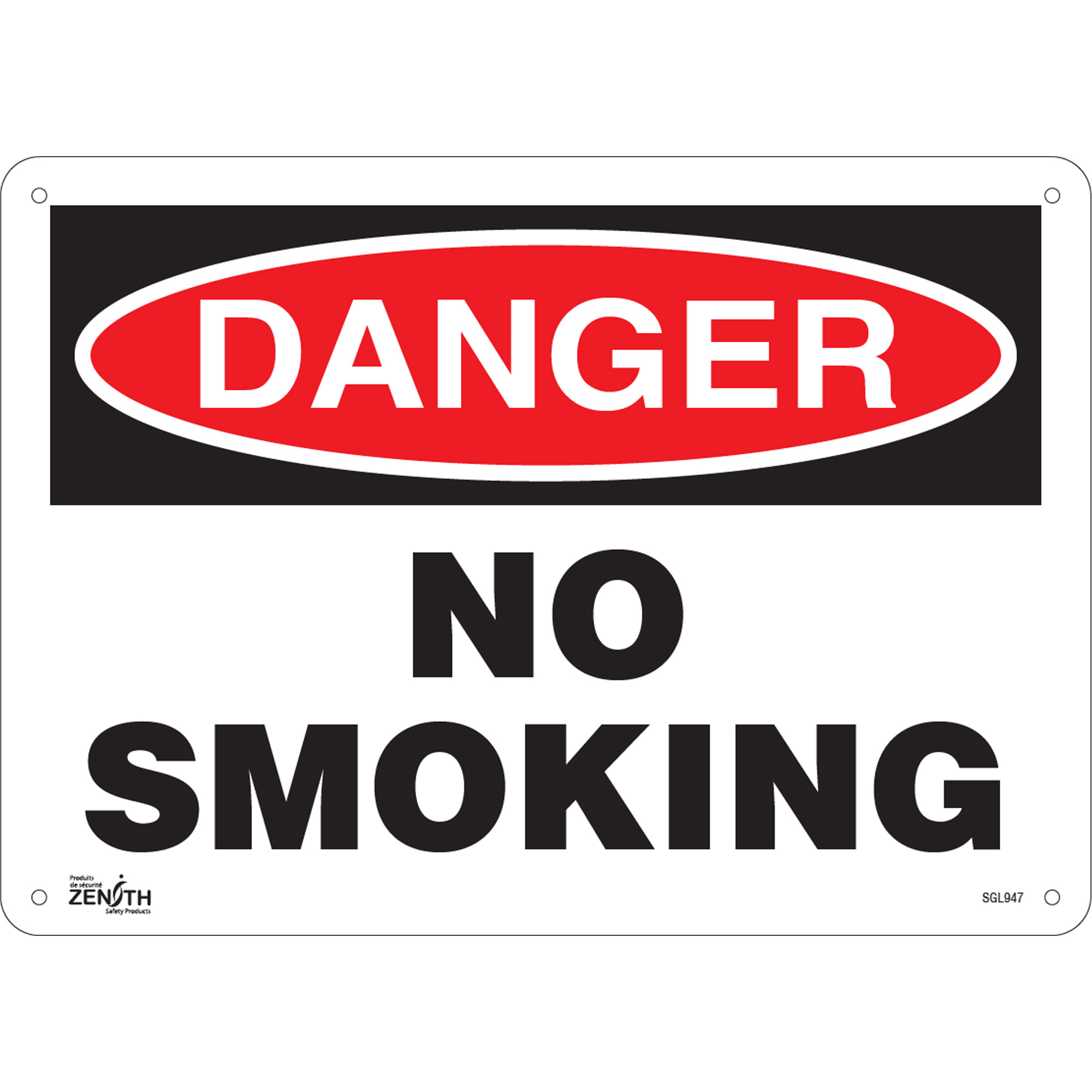 Enseigne «No Smoking», 10" x 14", Plastique, Anglais