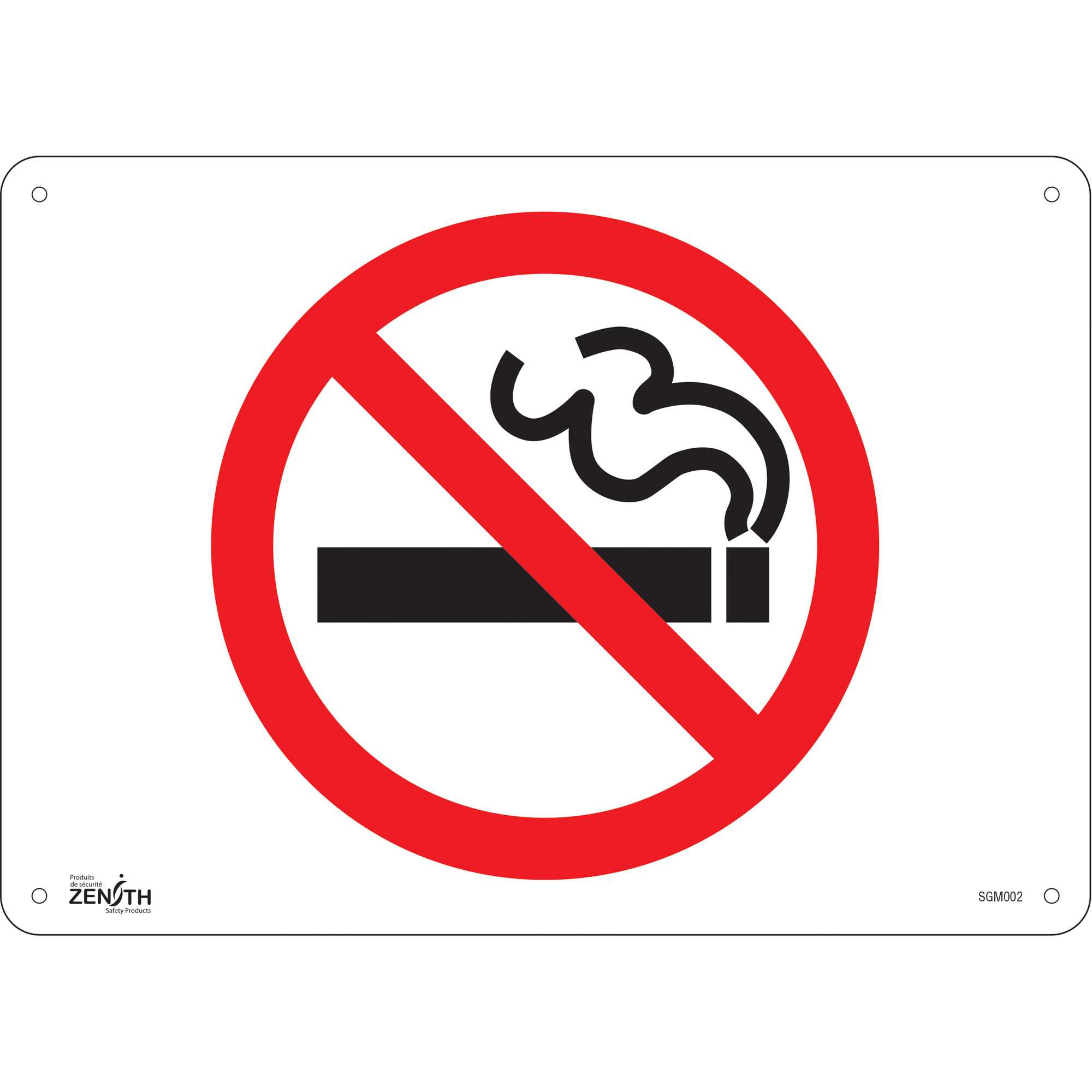 Enseigne «No Smoking», 10" x 14", Plastique, Pictogramme