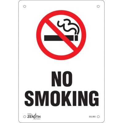 Enseigne «No Smoking», 10" x 7", Aluminium, Anglais avec pictogramme