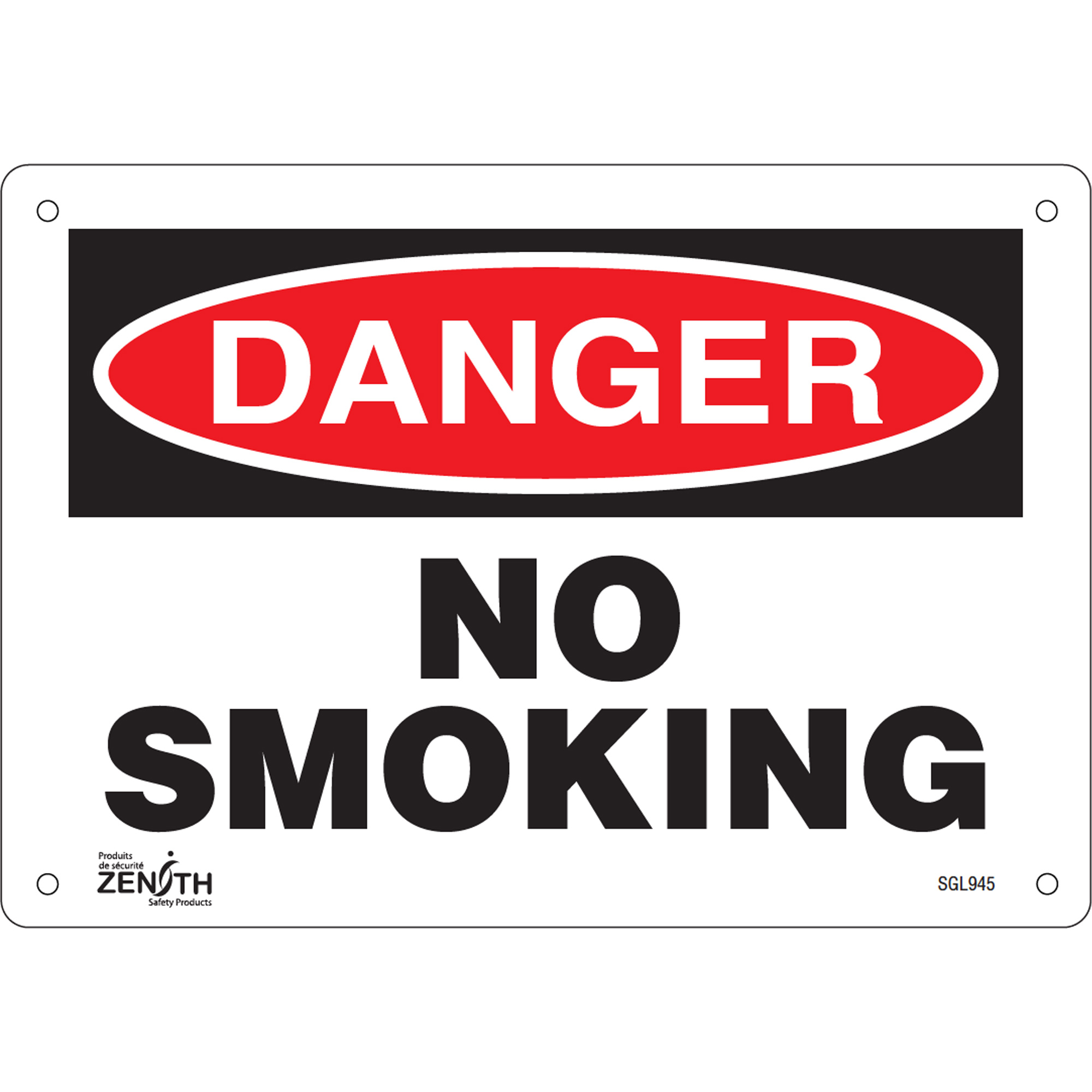 Enseigne «No Smoking», 7" x 10", Aluminium, Anglais