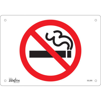 Enseigne «No Smoking», 7" x 10", Aluminium, Pictogramme