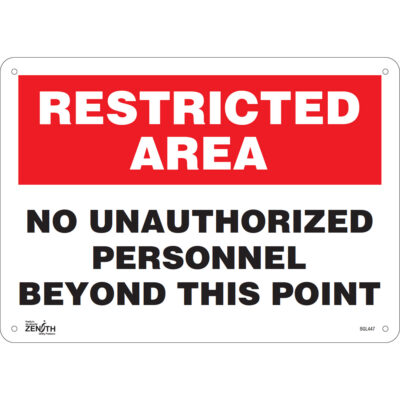 Enseigne «No Unauthorized Personnel», 10" x 14", Plastique, Anglais