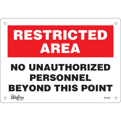 Enseigne «No Unauthorized Personnel», 7" x 10", Aluminium, Anglais