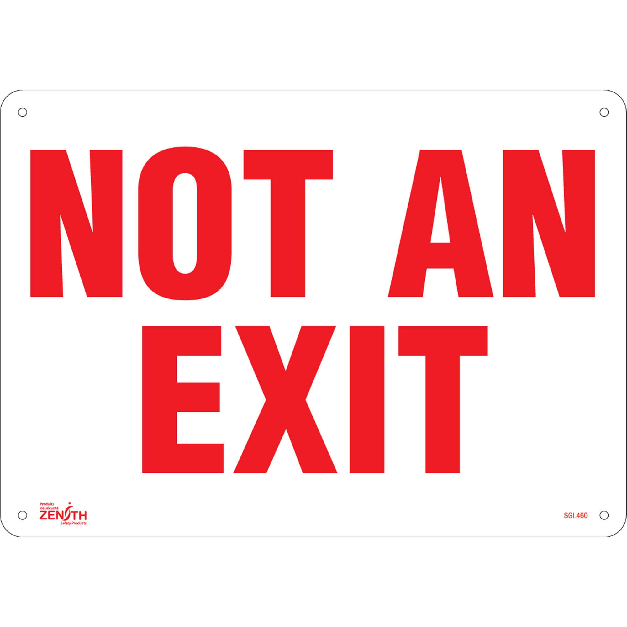 Enseigne «Not An Exit», 10" x 14", Aluminium, Anglais