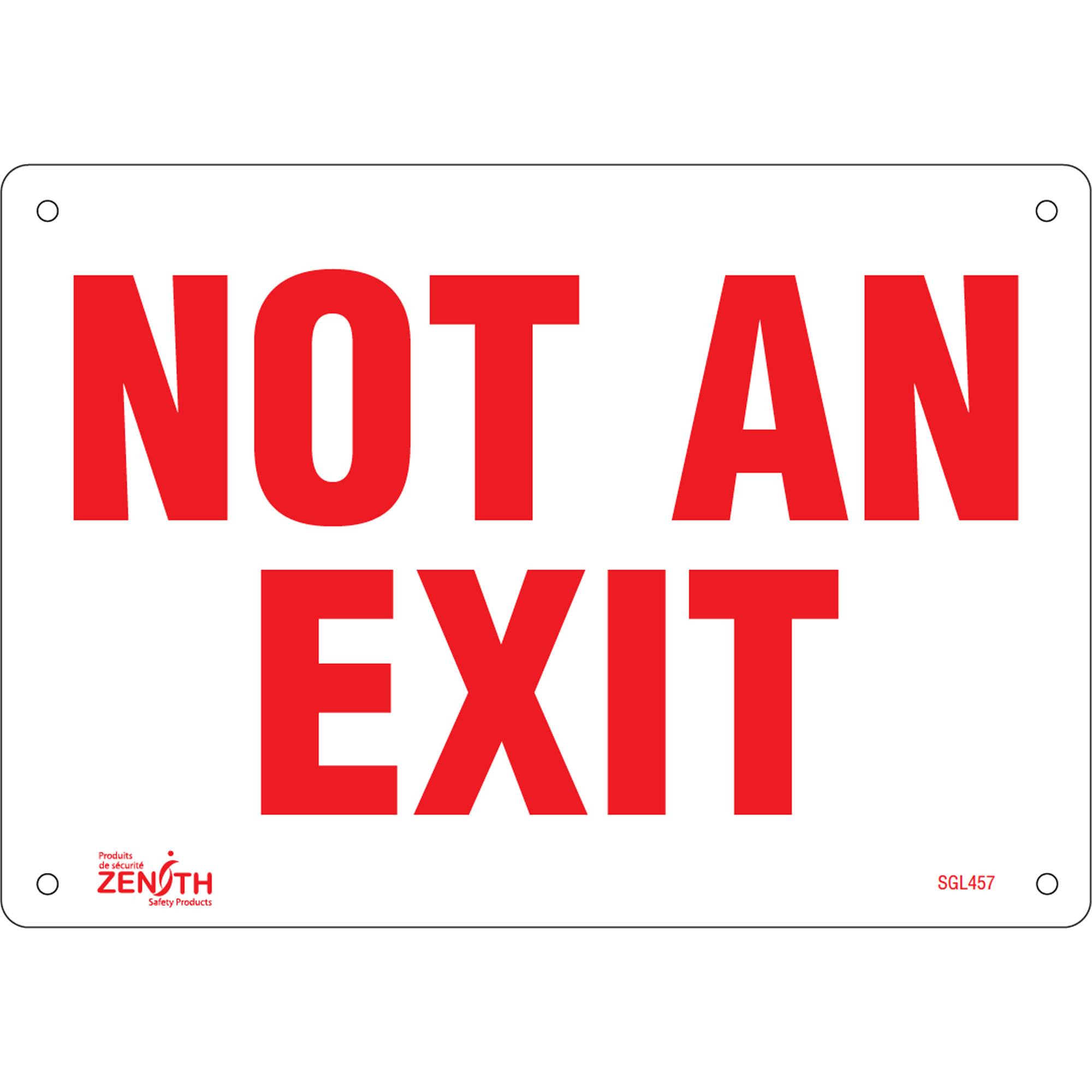 Enseigne «Not An Exit», 7" x 10", Aluminium, Anglais
