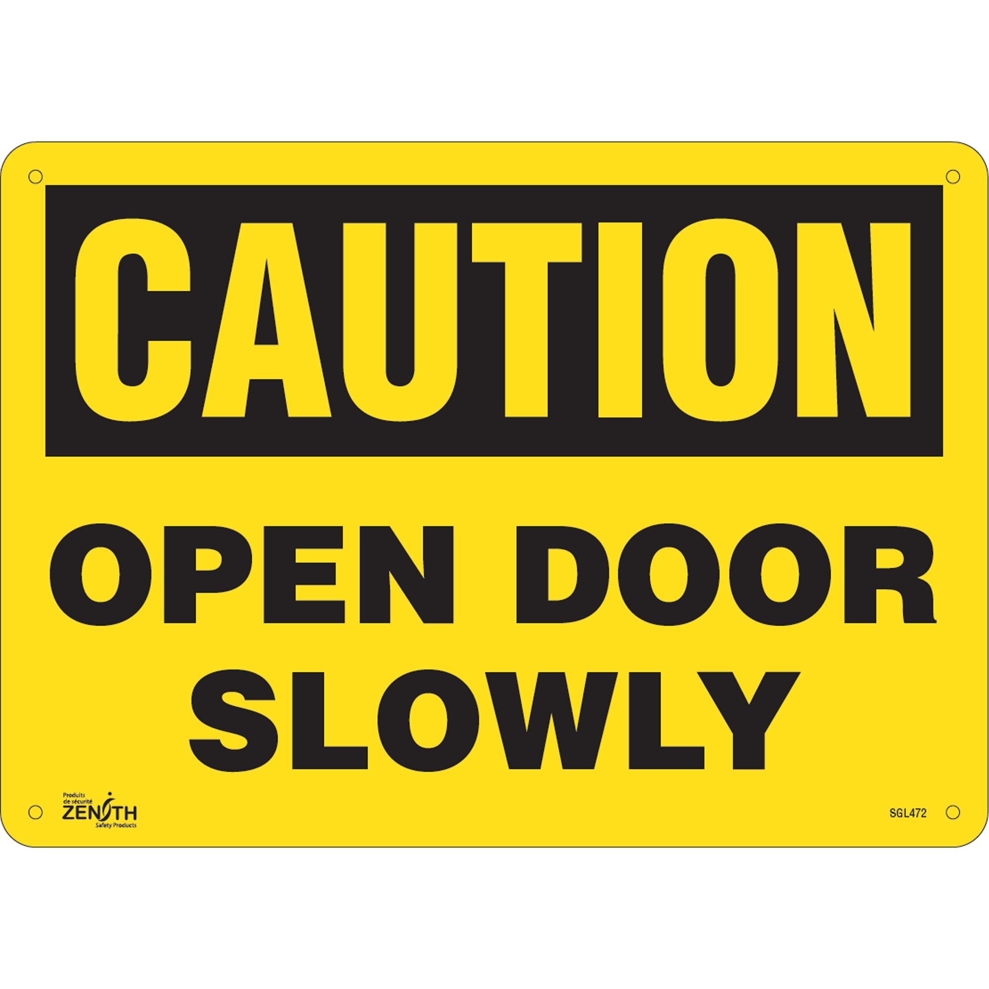 Enseigne «Open Door Slowly», 10" x 14", Aluminium, Anglais
