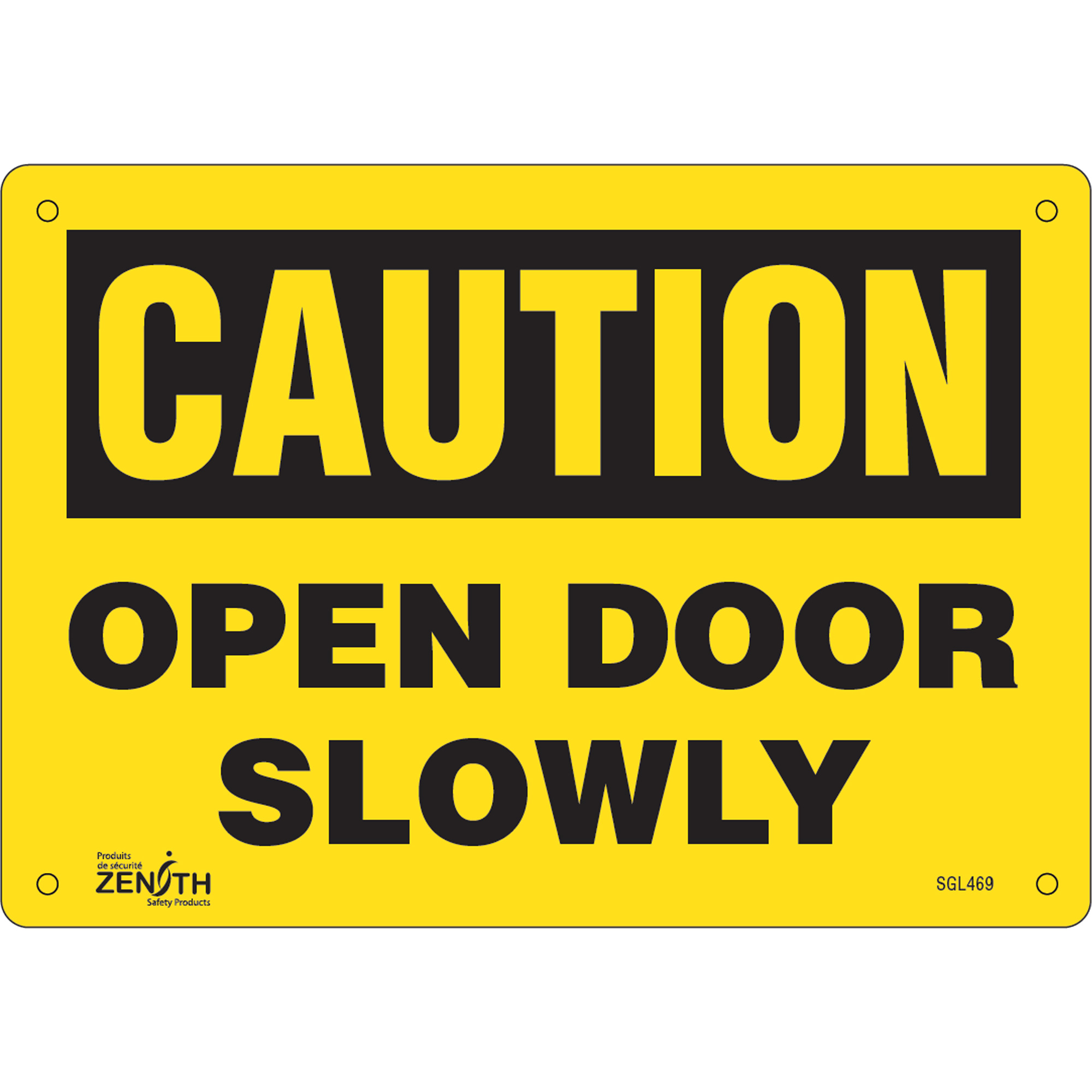 Enseigne «Open Door Slowly», 7" x 10", Aluminium, Anglais
