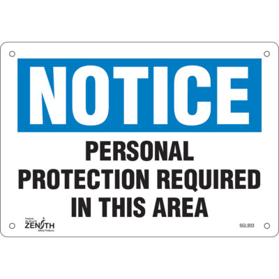 Enseigne «Personal Protection Required», 7" x 10", Aluminium, Anglais
