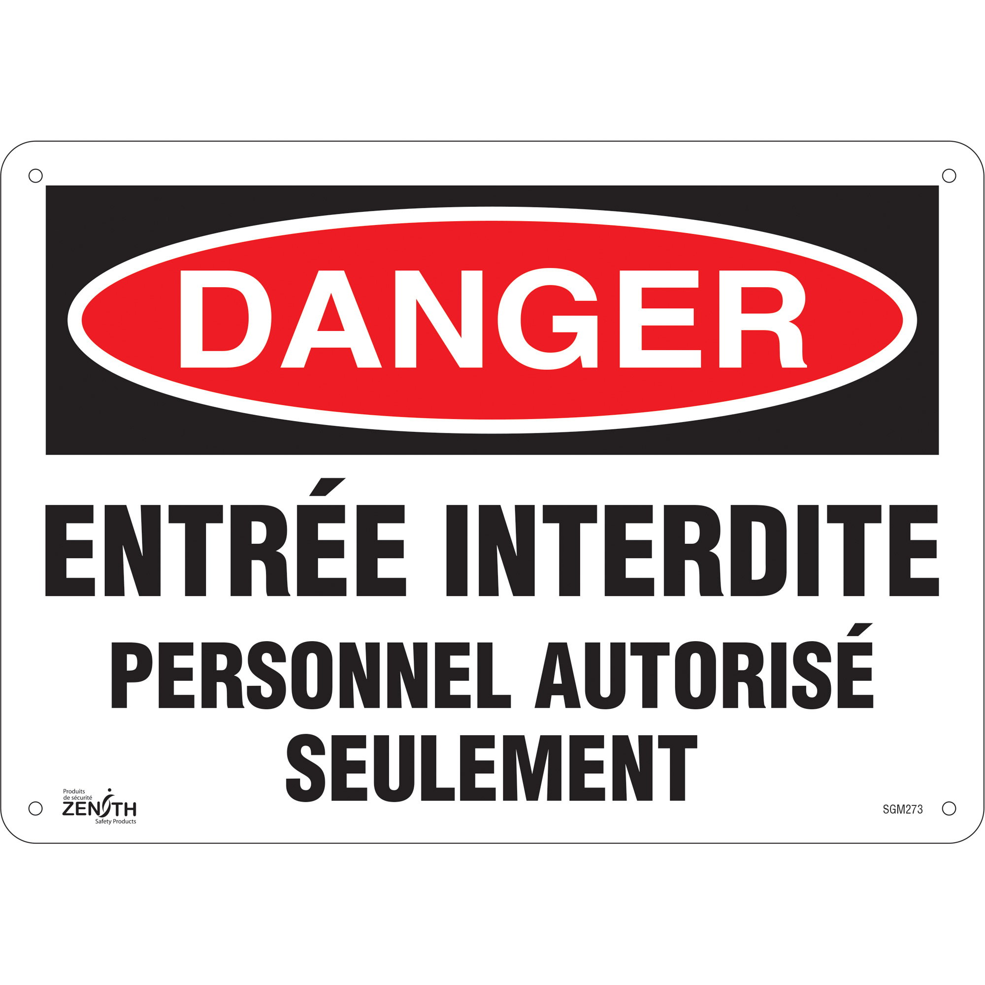 Enseigne «Personnel Autorisé Seulement», 10" x 14", Plastique, Français
