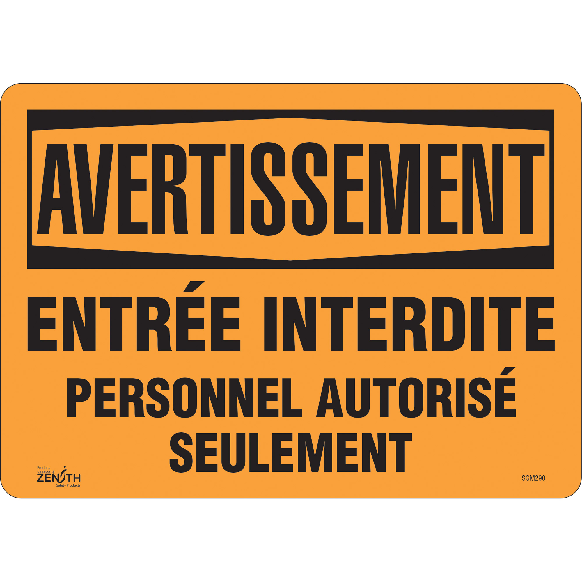 Enseigne «Personnel Autorisé Seulement», 10" x 14", Vinyle, Français