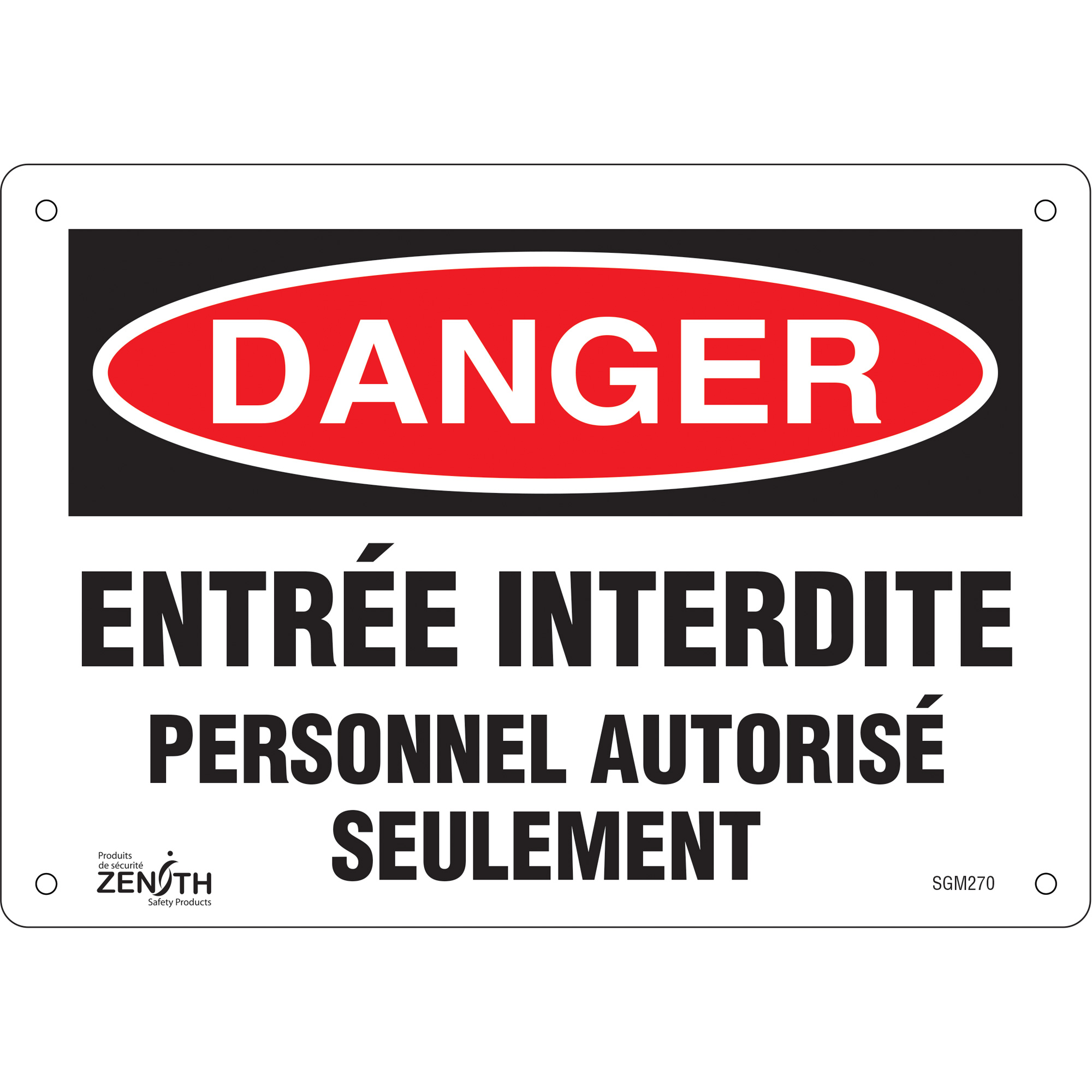 Enseigne «Personnel Autorisé Seulement», 7" x 10", Plastique, Français