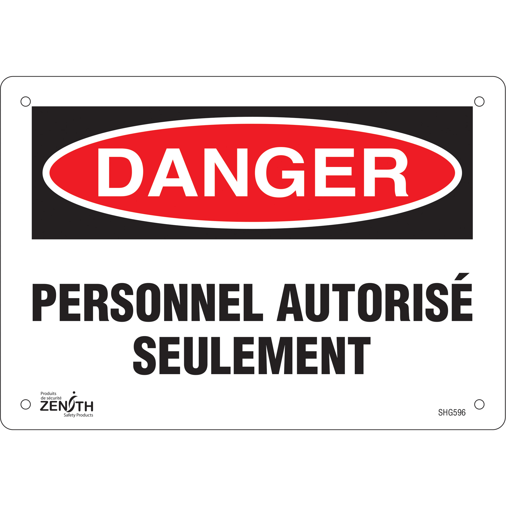 Enseigne « Personnel autorisé seulement », 7" x 10", Plastique, Français