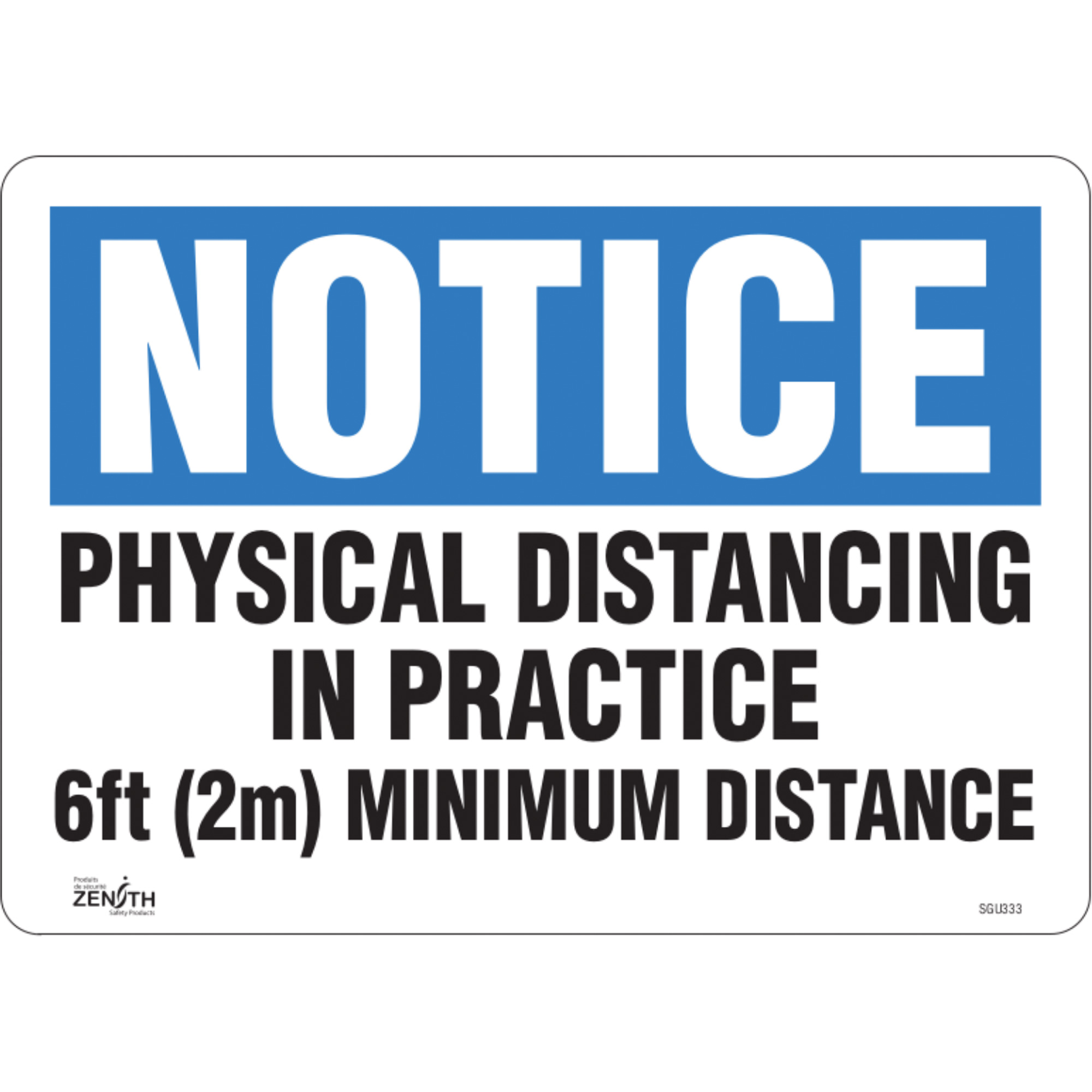 Enseigne « Physical Distancing in Practice », 10" x 14", Vinyle, Anglais