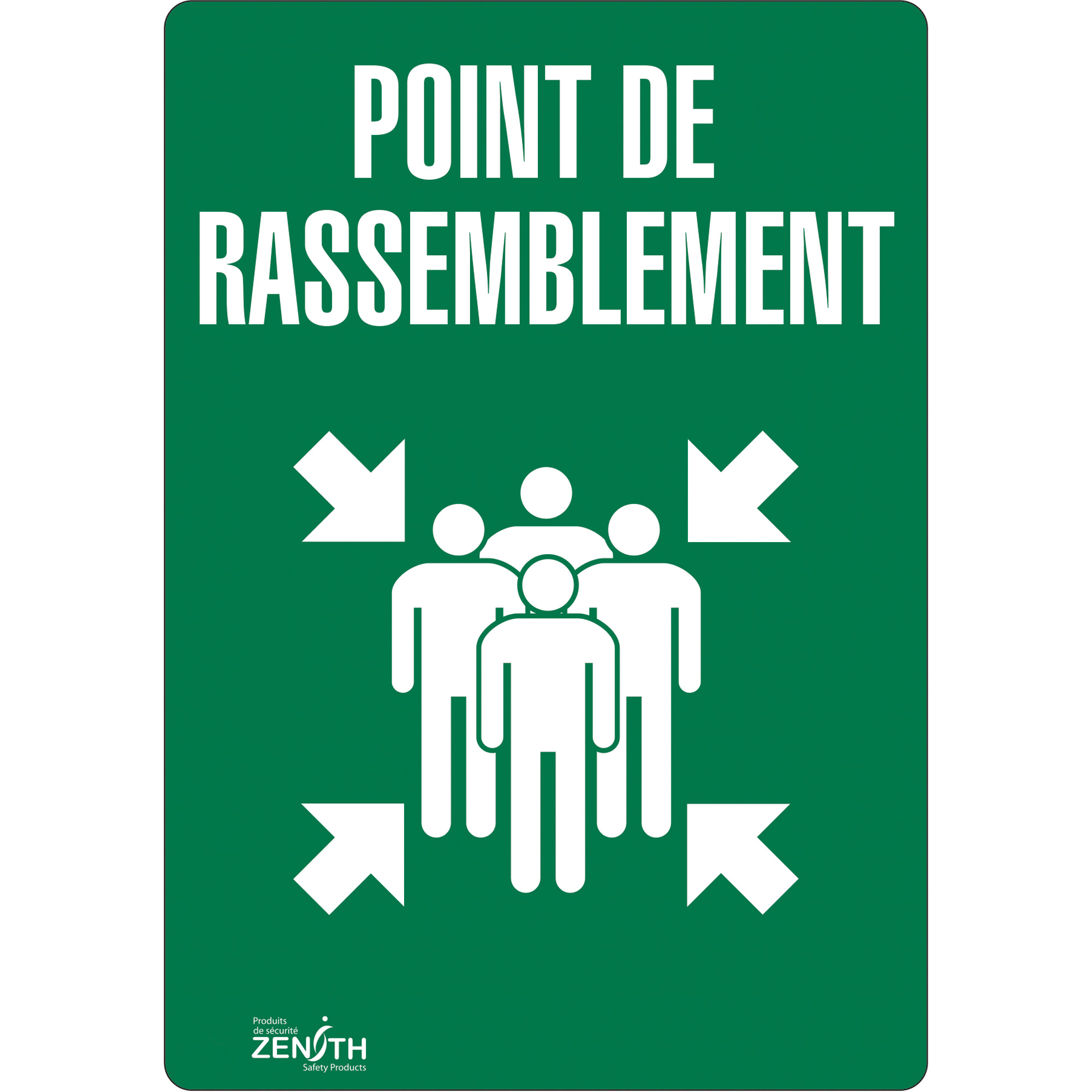 Enseigne «Point de rassemblement», 14" x 10", Vinyle, Français avec pictogramme