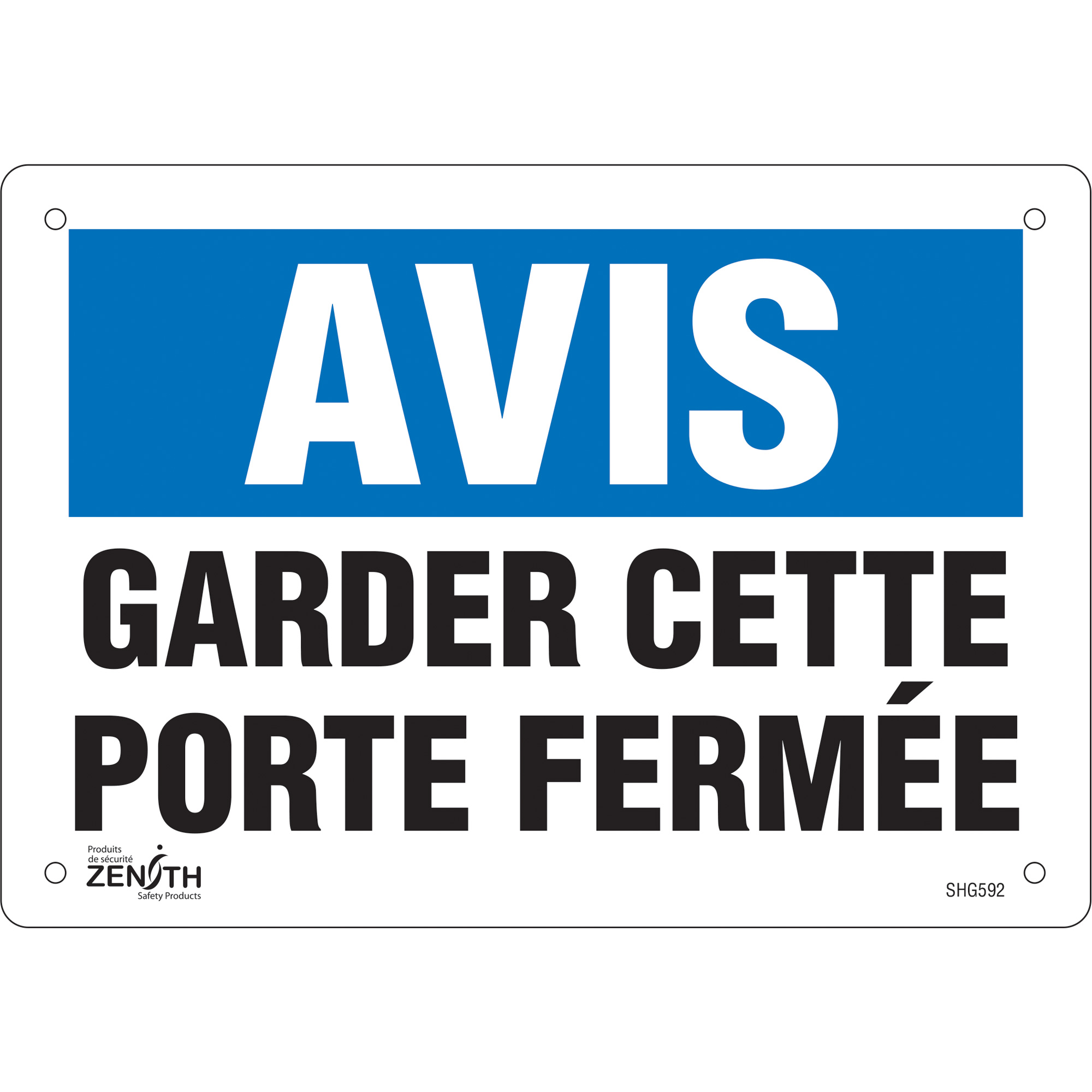 Enseigne « Porte fermée », 7" x 10", Vinyle, Français