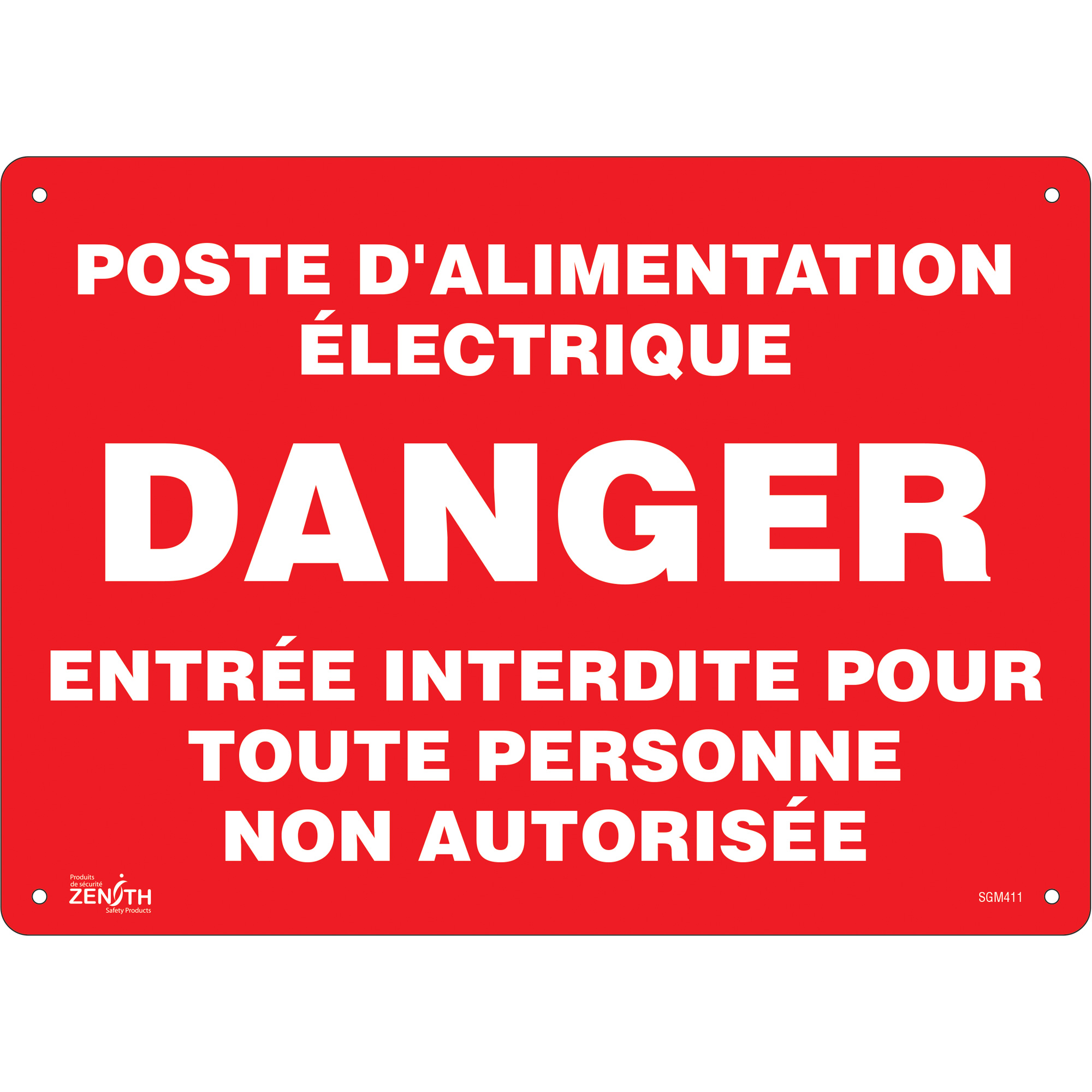 Enseigne «Poste D'Alimentation Électrique», 10" x 14", Plastique, Français