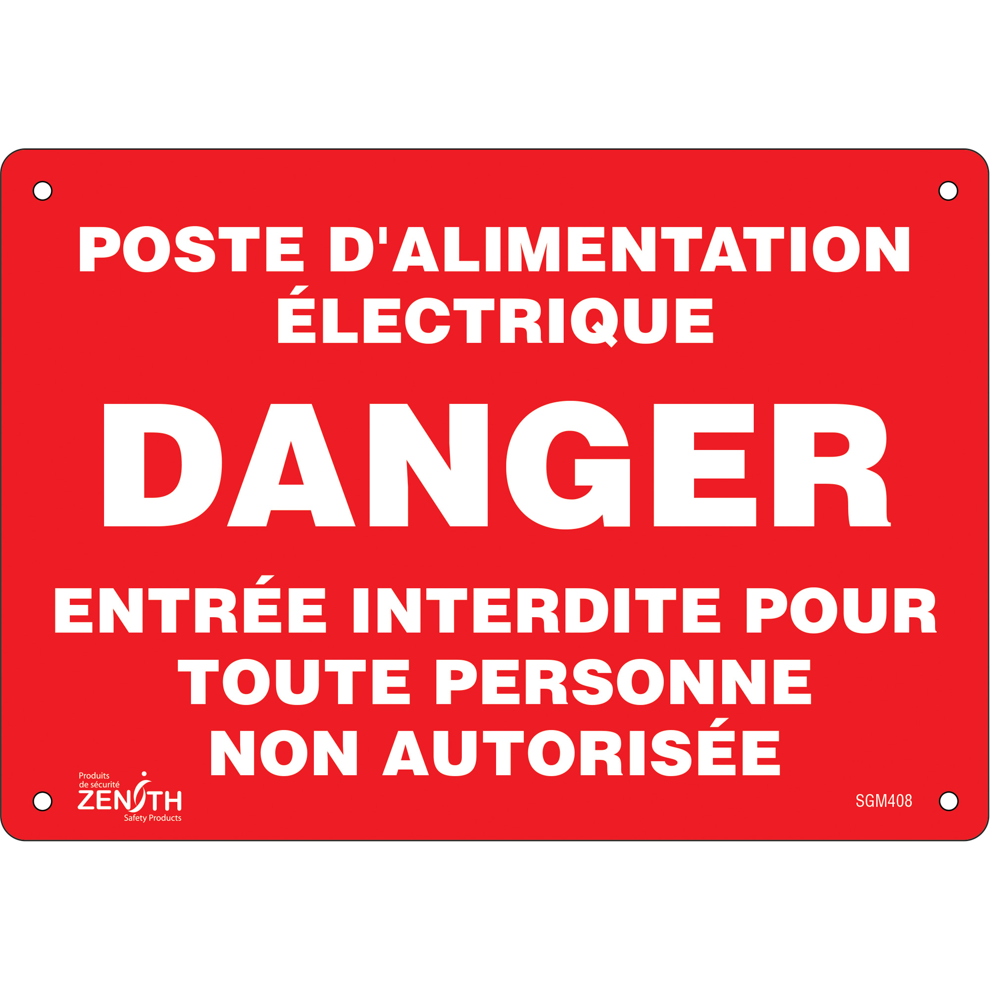Enseigne «Poste D'Alimentation Électrique», 7" x 10", Plastique, Français