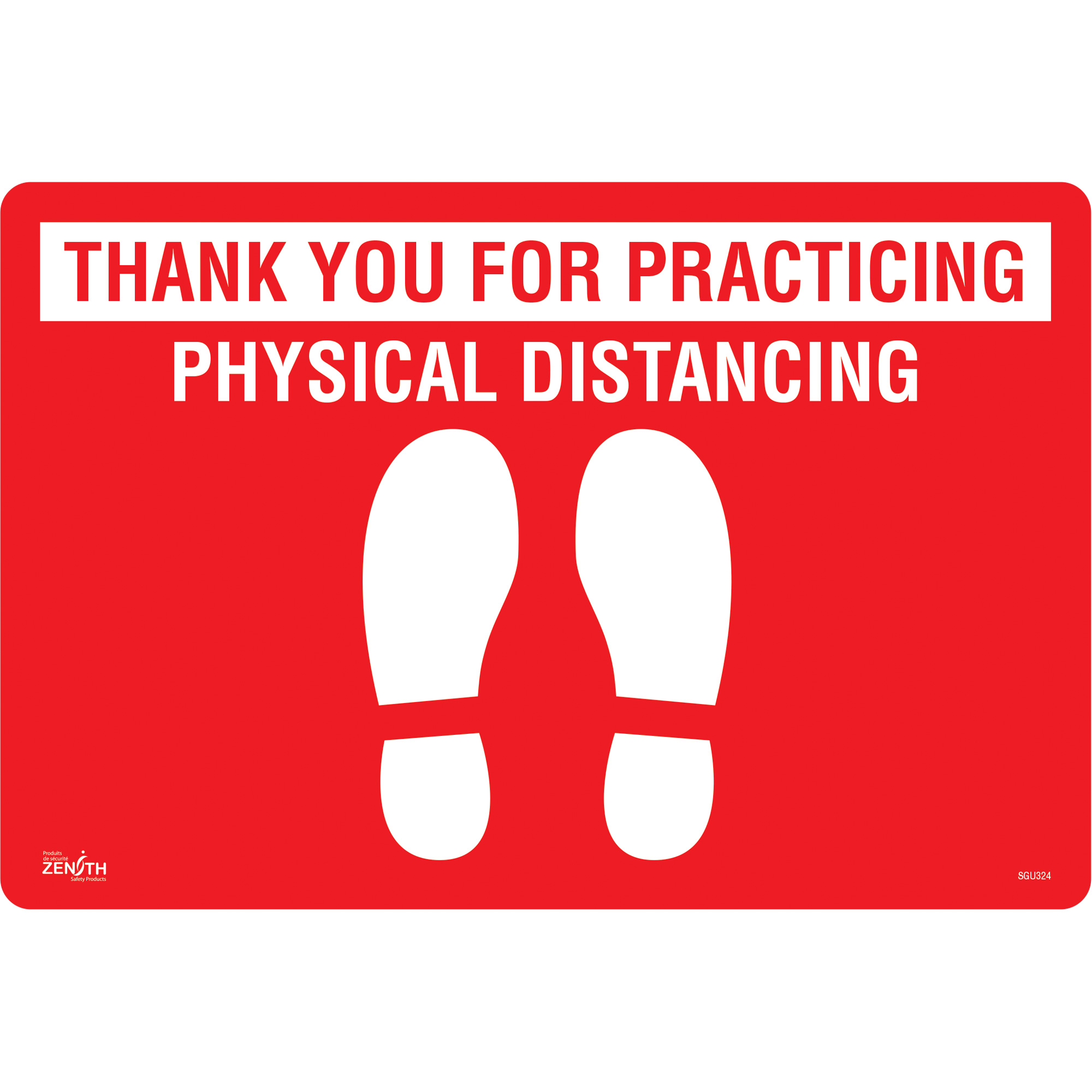 Enseigne pour plancher « Physical Distancing », Adhésif, Anglais avec pictogramme