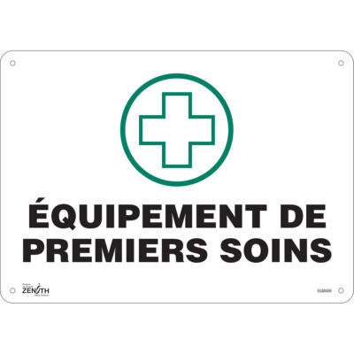 Enseigne «Premiers Soins», 10" x 14", Aluminium, Français avec pictogramme