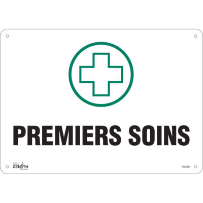 Enseigne «Premiers Soins», 10" x 14", Plastique, Français avec pictogramme