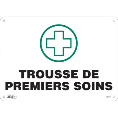 Enseigne «Premiers Soins», 10" x 14", Plastique, Français avec pictogramme
