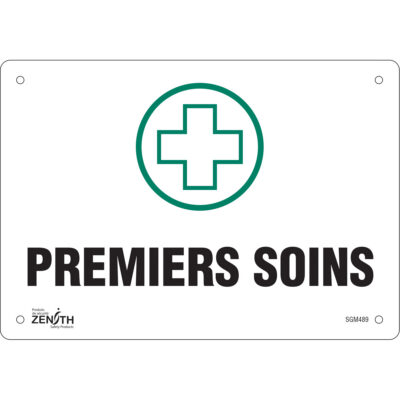Enseigne «Premiers Soins», 7" x 10", Aluminium, Français avec pictogramme