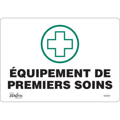 Enseigne «Premiers Soins», 7" x 10", Vinyle, Français avec pictogramme