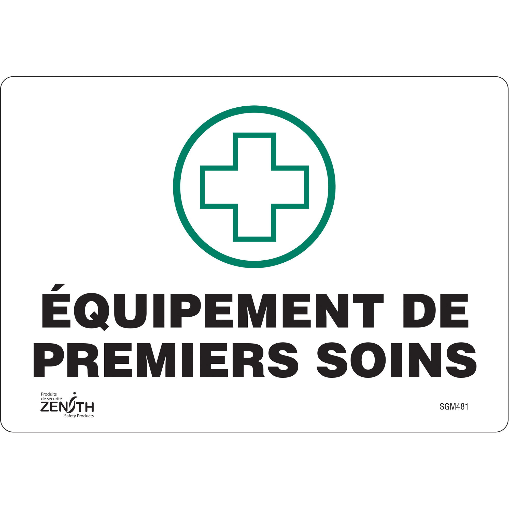 Enseigne «Premiers Soins», 7" x 10", Vinyle, Français avec pictogramme