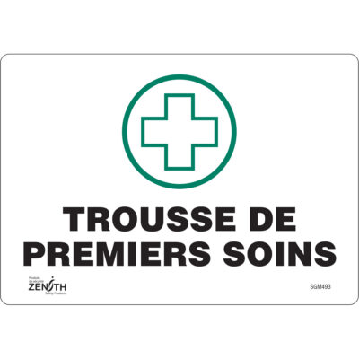 Enseigne «Premiers Soins», 7" x 10", Vinyle, Français avec pictogramme