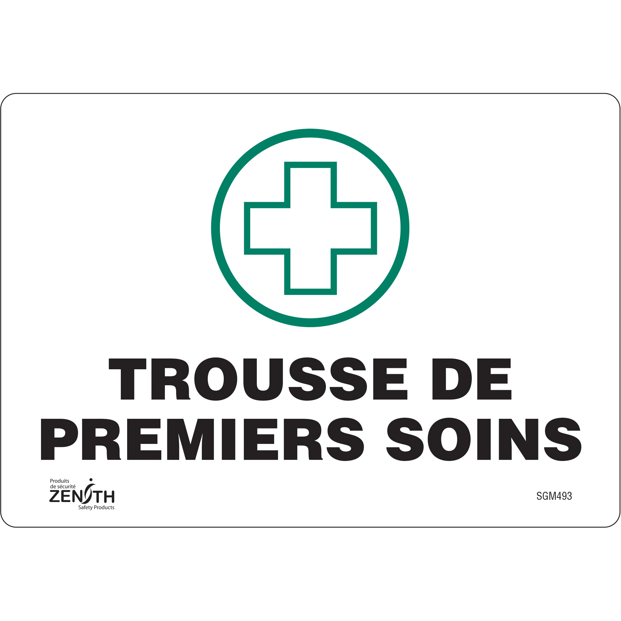 Enseigne «Premiers Soins», 7" x 10", Vinyle, Français avec pictogramme