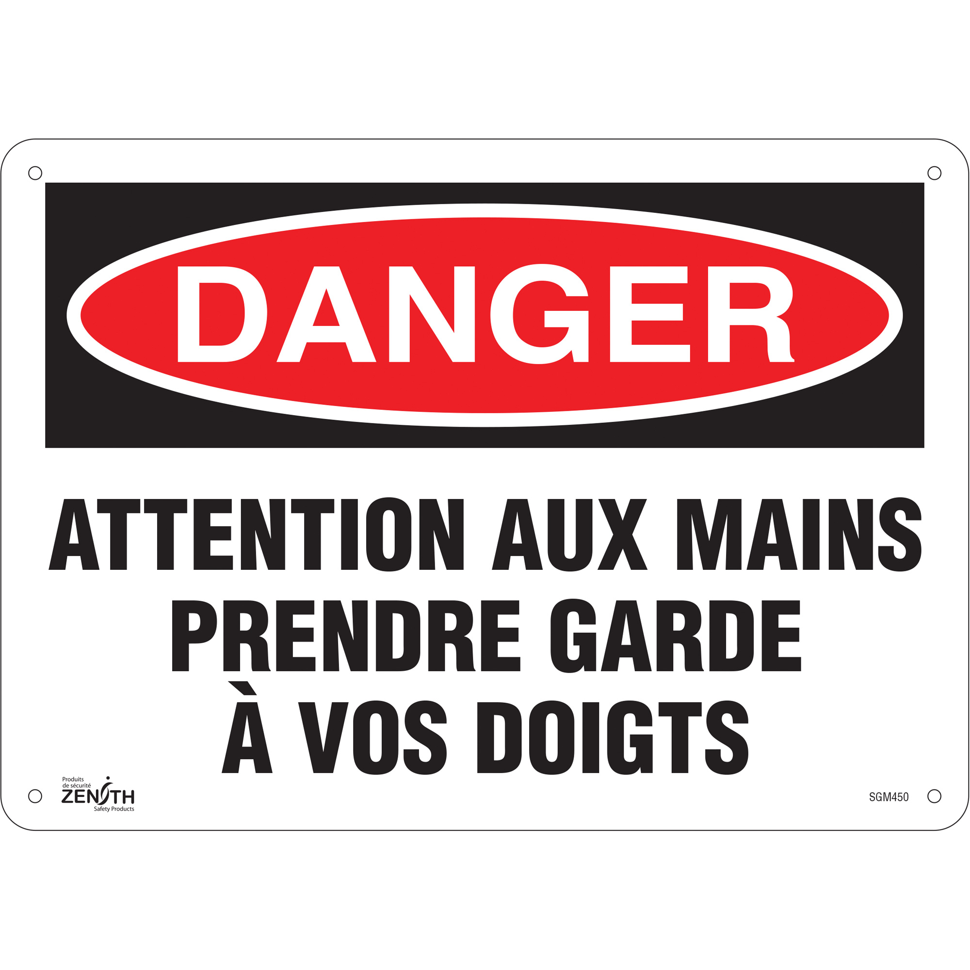 Enseigne «Prendre Garde À Vos Doigts», 10" x 14", Aluminium, Français