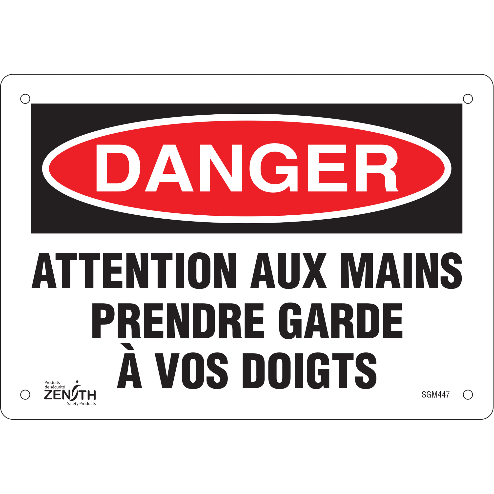 Enseigne «Prendre Garde À Vos Doigts», 7" x 10", Aluminium, Français