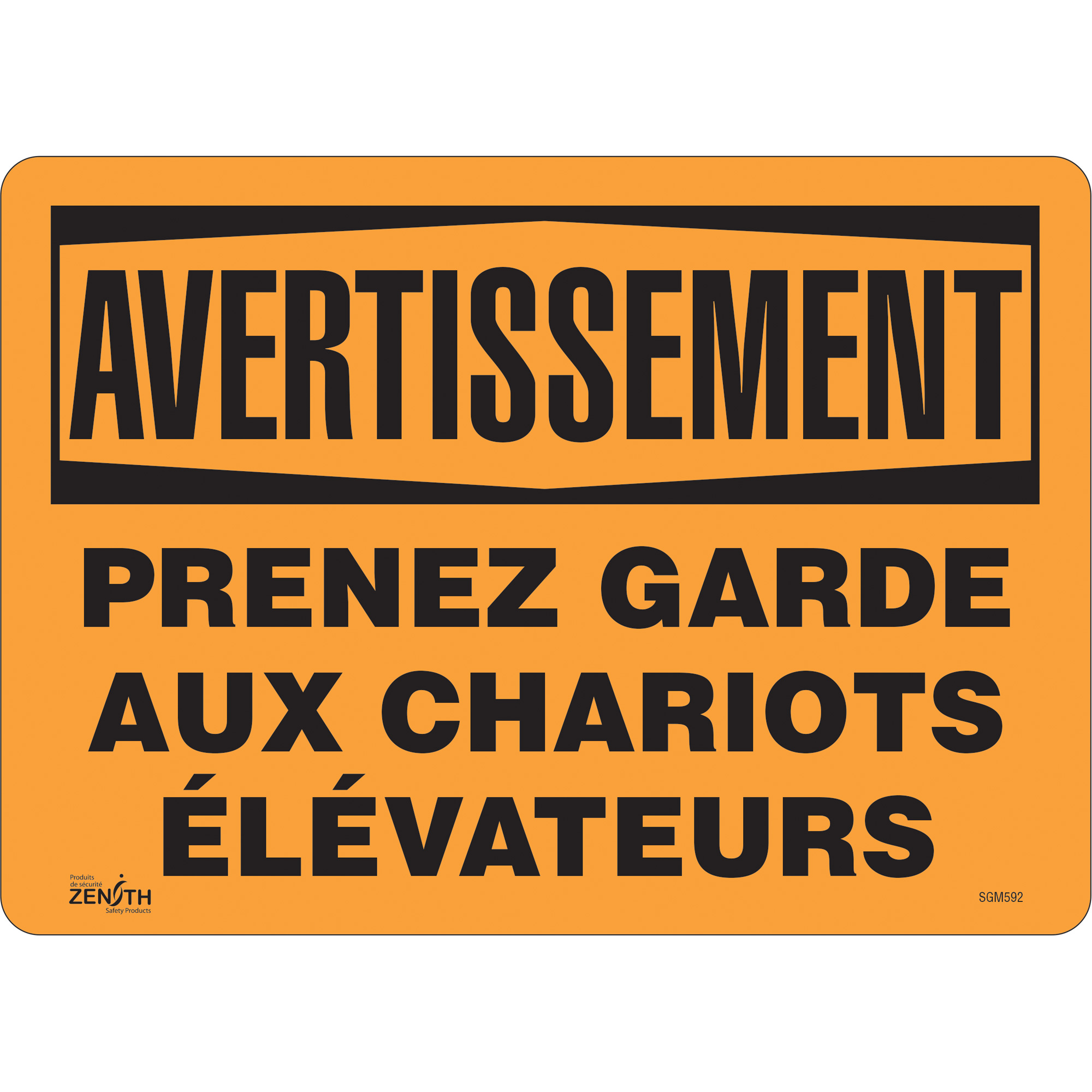 Enseigne «Prenez Garde», 10" x 14", Vinyle, Français