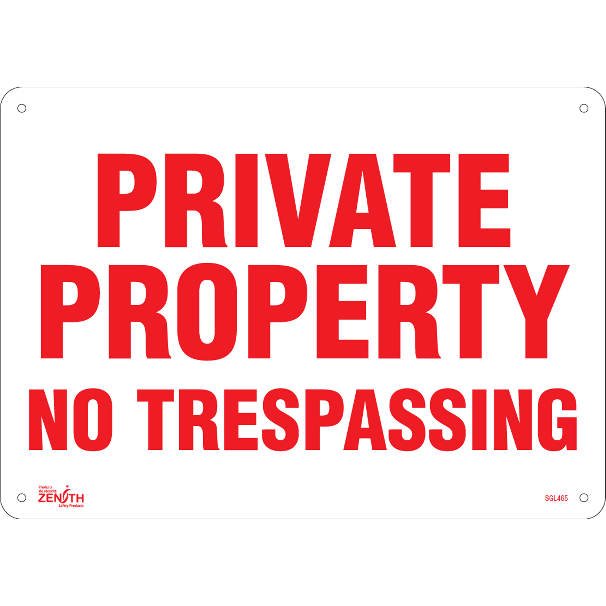 Enseigne «Private Property», 10" x 14", Plastique, Anglais