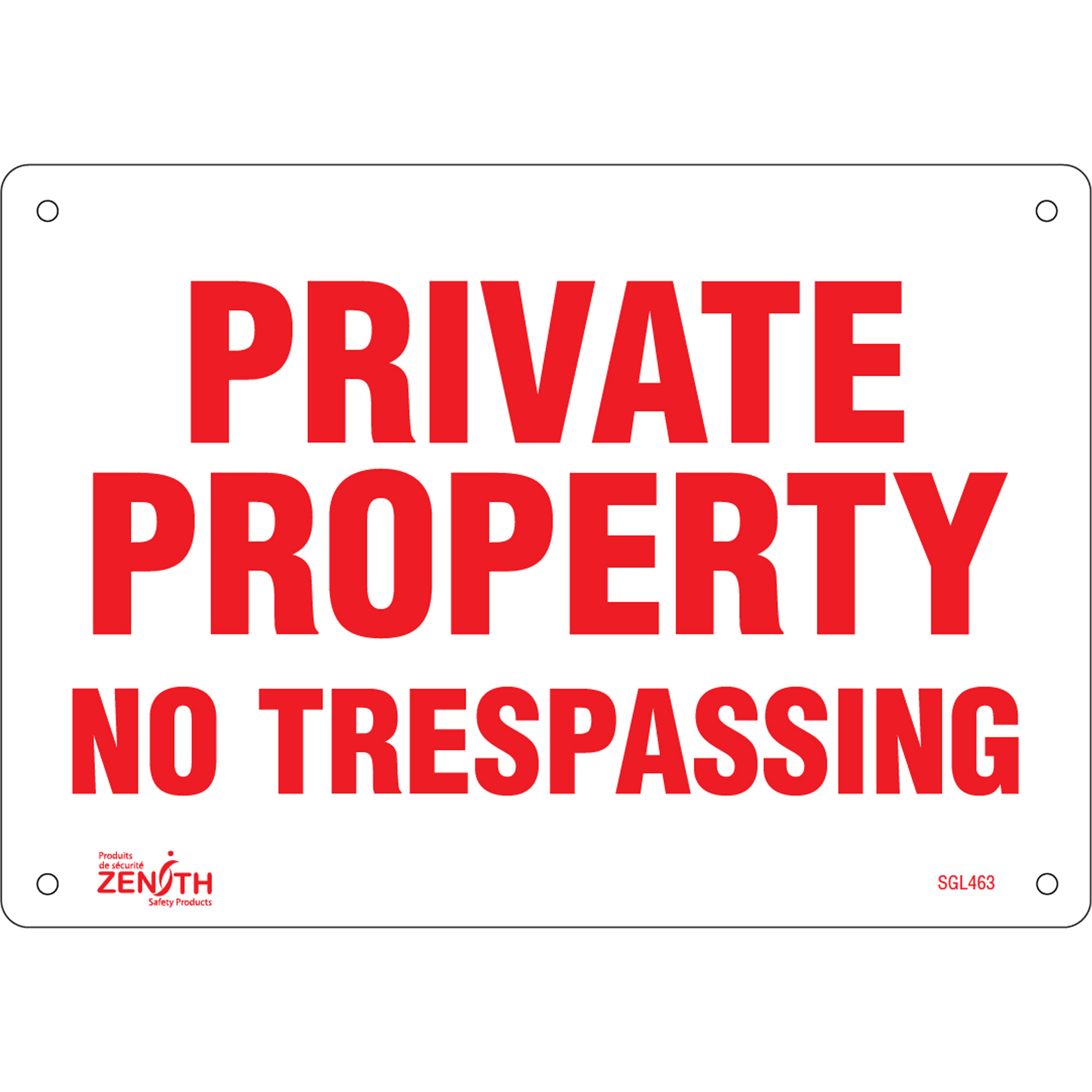 Enseigne «Private Property», 7" x 10", Aluminium, Anglais