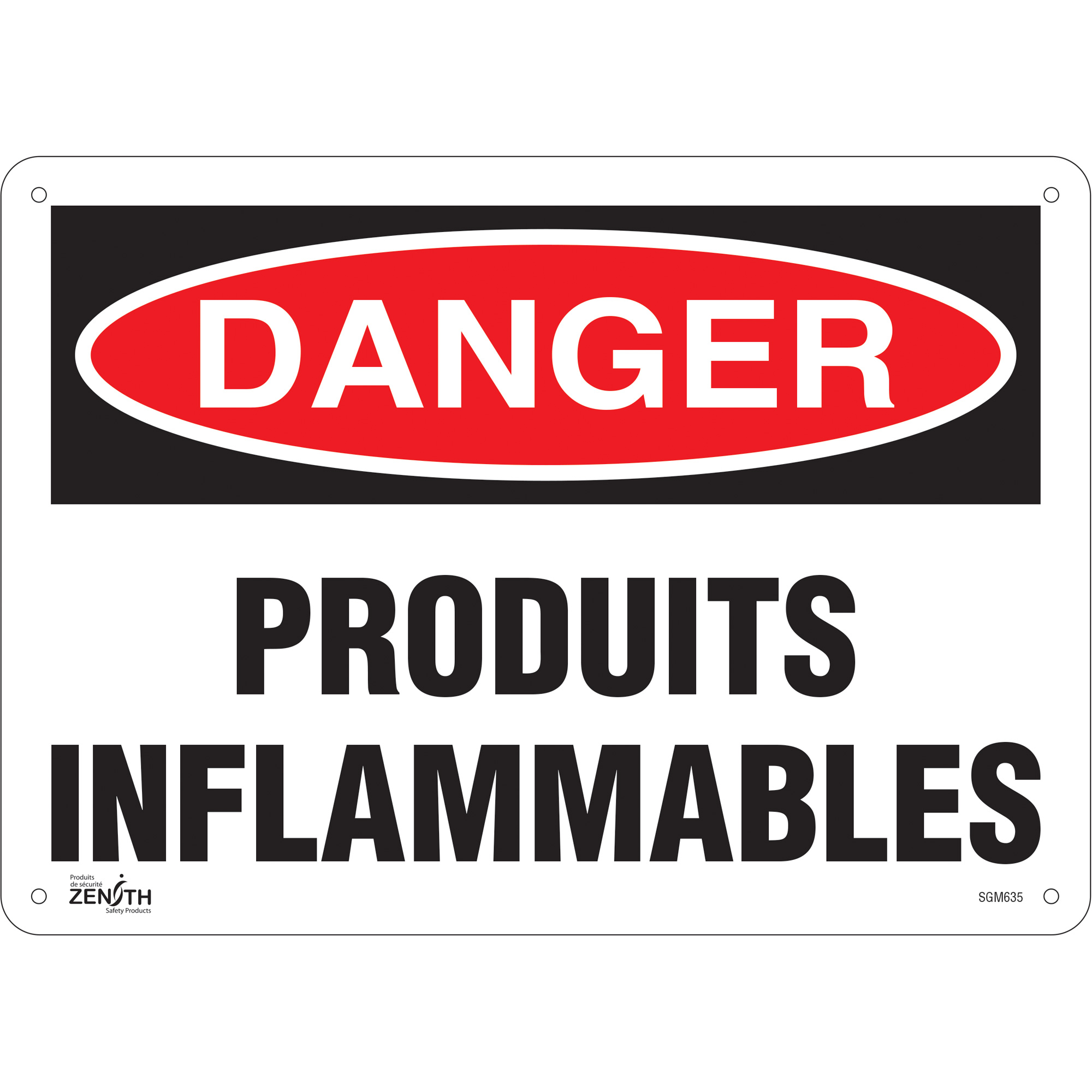Enseigne «Produits Inflammables», 10" x 14", Plastique, Français