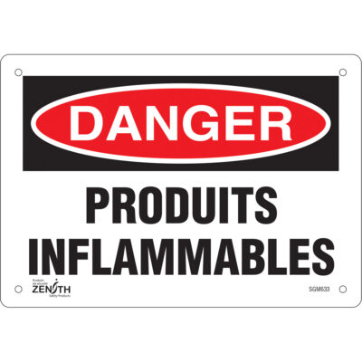 Enseigne «Produits Inflammables», 7" x 10", Aluminium, Français