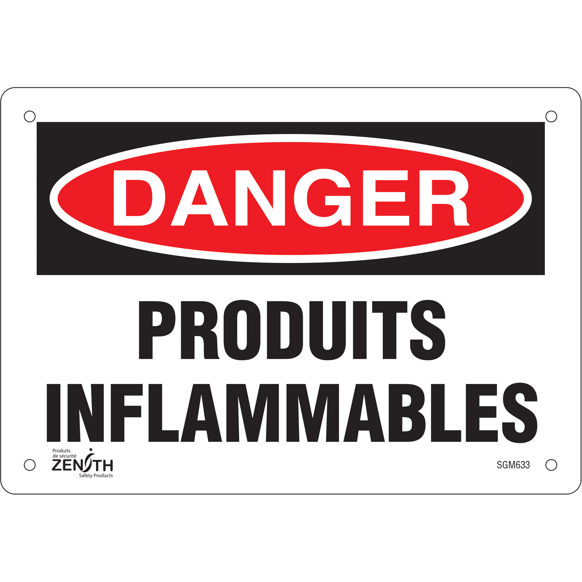 Enseigne «Produits Inflammables», 7" x 10", Aluminium, Français