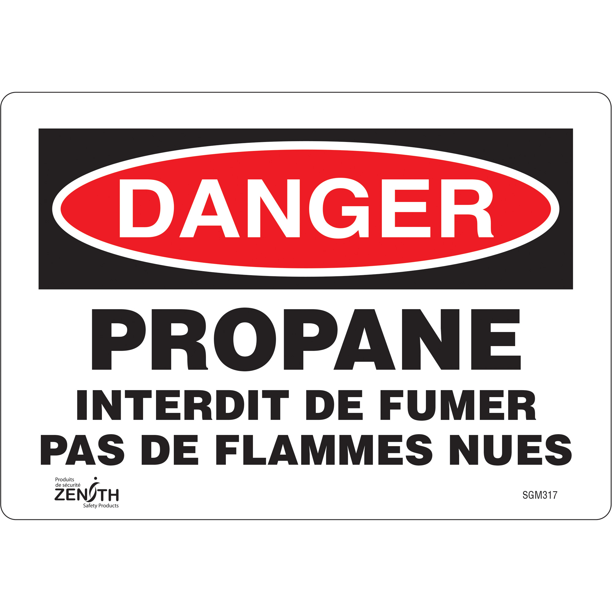 Enseigne «Propane - Interdit De Fumer», 7" x 10", Vinyle, Français