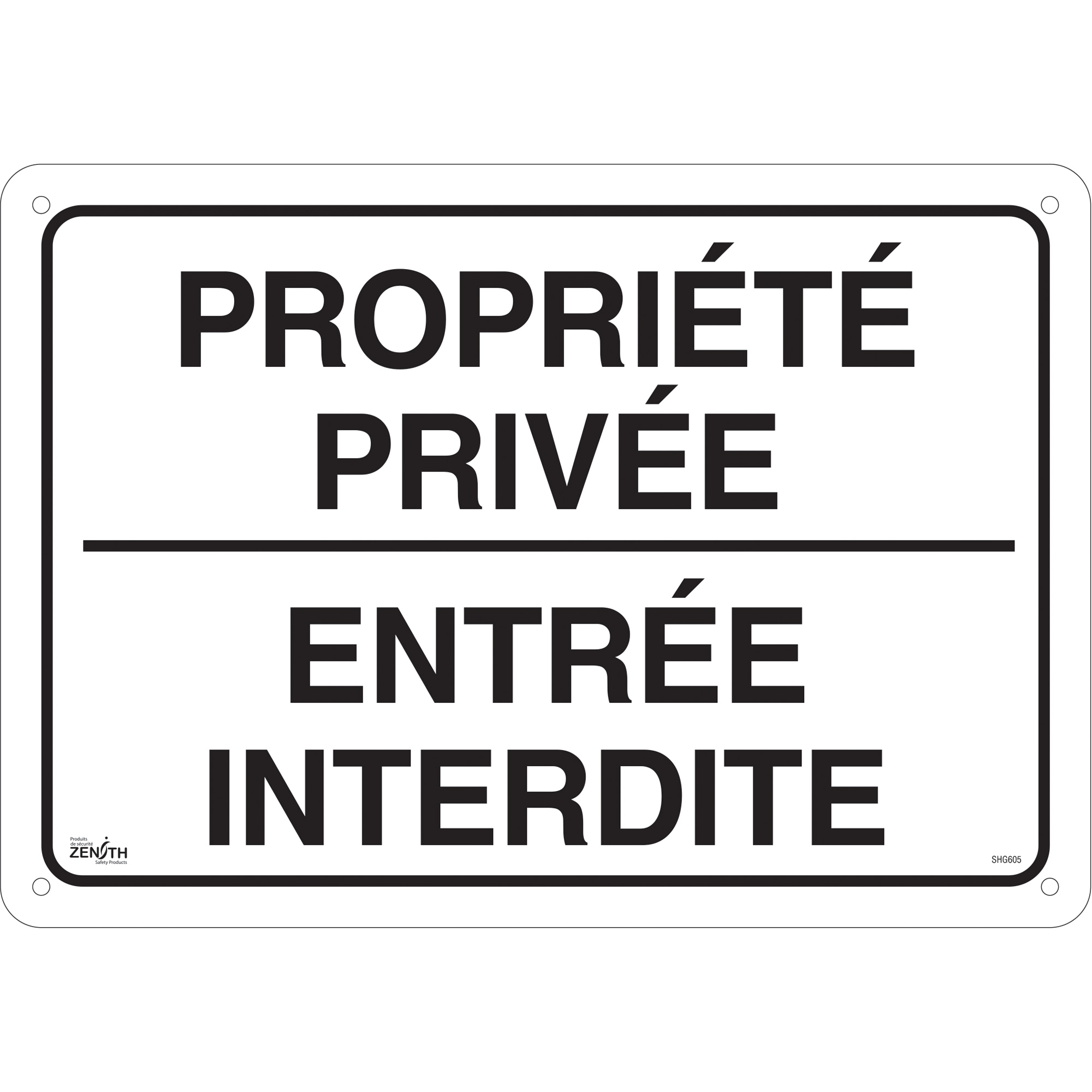 Enseigne « Propriété privée », 14" x 20", Aluminium, Français